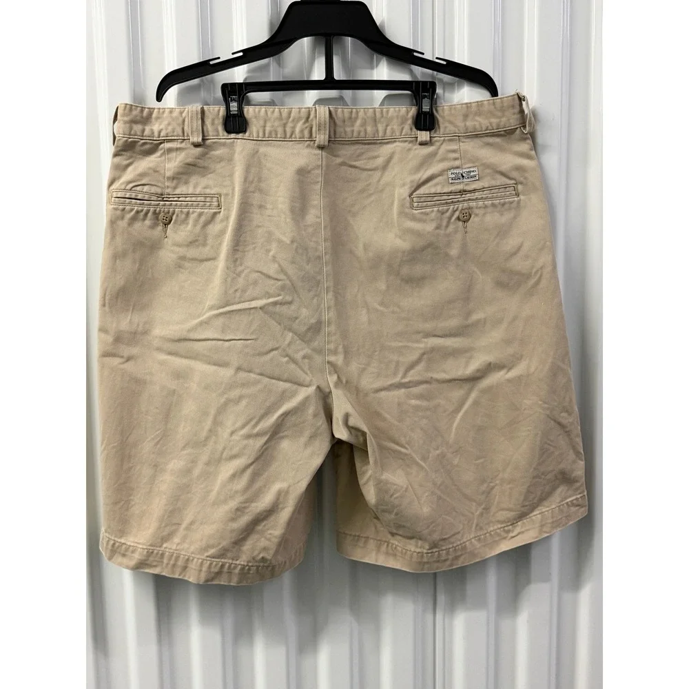 Polo Ralph Lauren Tyler Shorts Mens 38 Khaki Good Pleated Chino Made in USA